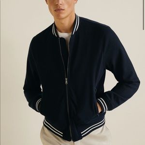 Contrasting stripes structure bomber jacket
